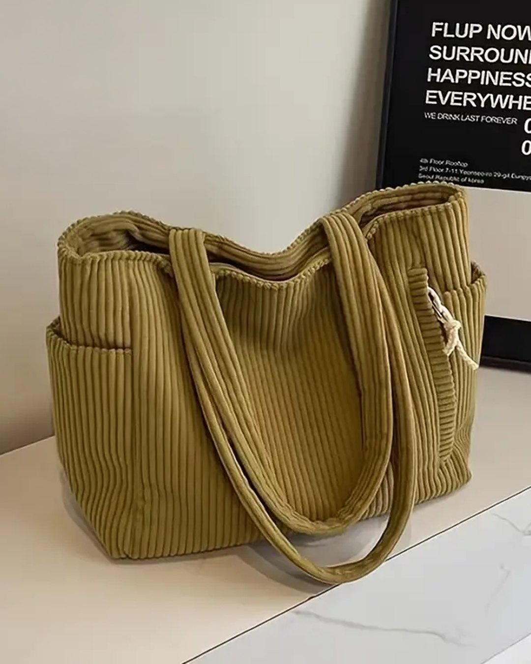 Tilda – Shopper acanalado con cordón