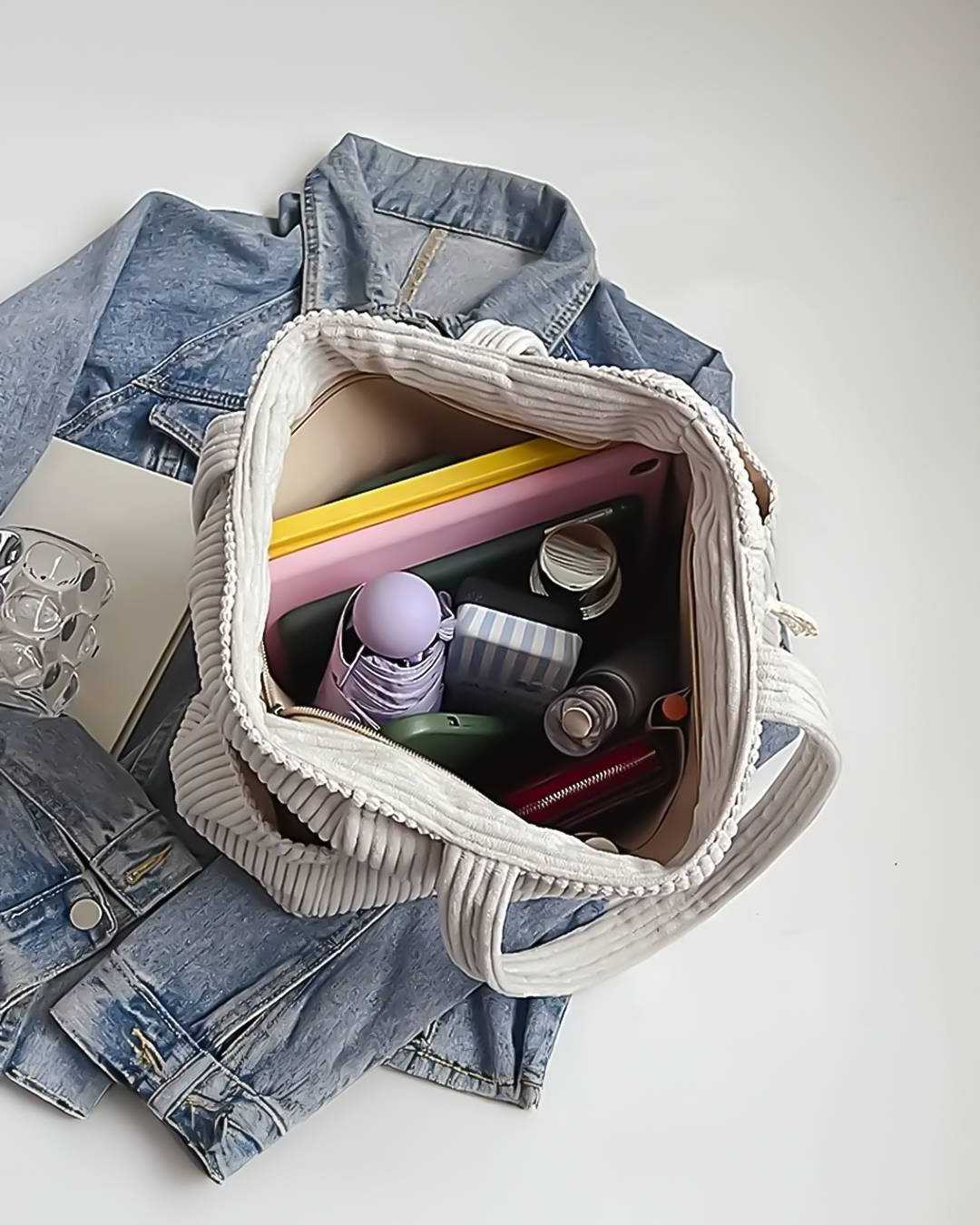 Tilda – Shopper acanalado con cordón