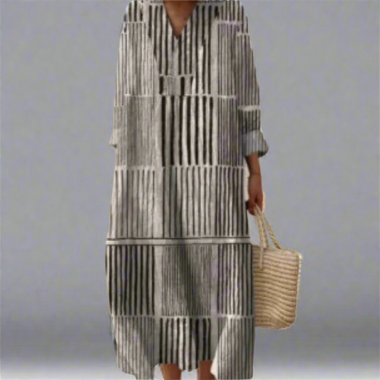 Vestido cómodo de rayas monocromáticas Margot™