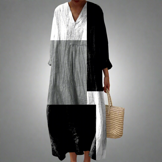 Colette™ | Vestido largo de patchwork abstracto