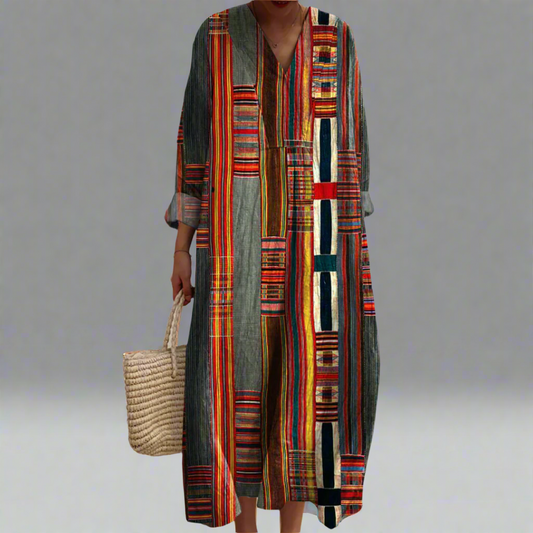 Marianne™ | Vestido Boho con rayas geométricas