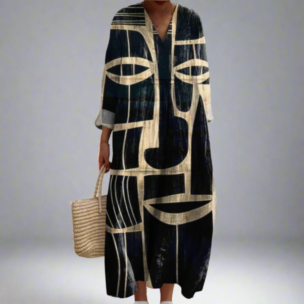 Lorna™ | Vestido midi artístico de inspiración tribal