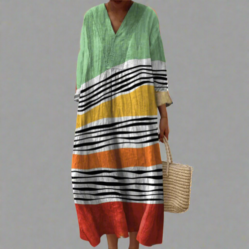 Marina™ | Vestido maxi relajado con rayas costeras