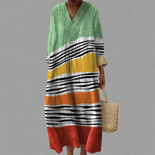 Marina™ | Vestido maxi relajado con rayas costeras