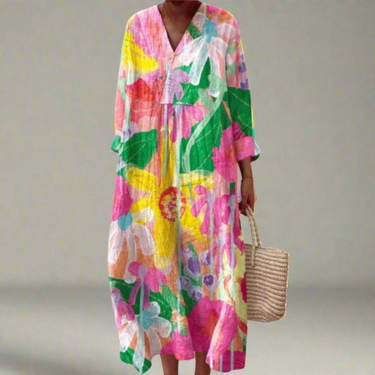 Tilly™ | Vestido maxi ligero con flores acuarela